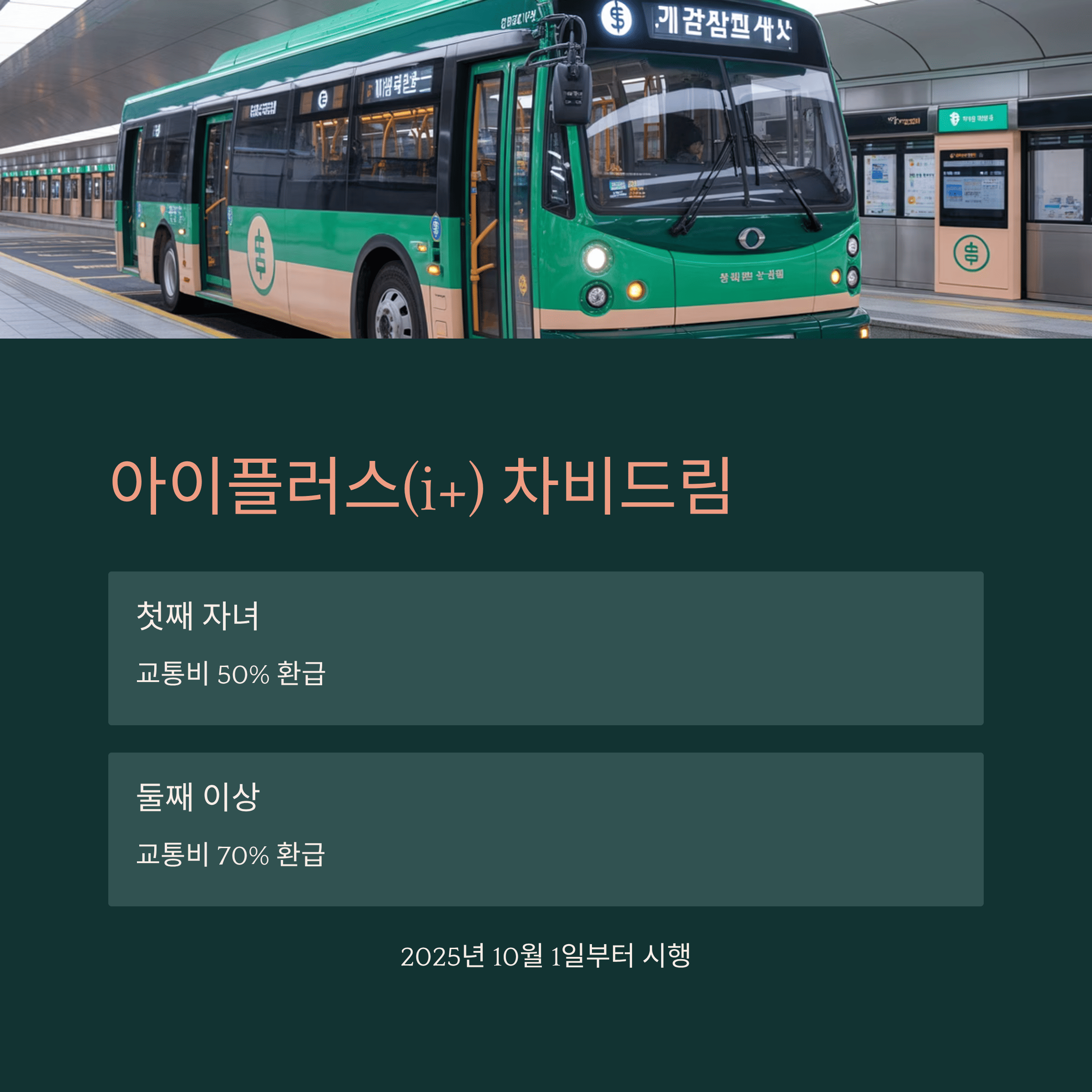 인천 ‘아이플러스(i+) 차비드림’ 10월 1일 시행