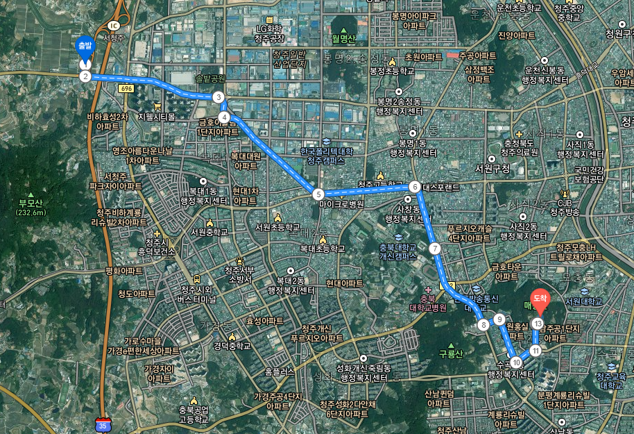 중부고속도로까지-거리-지도