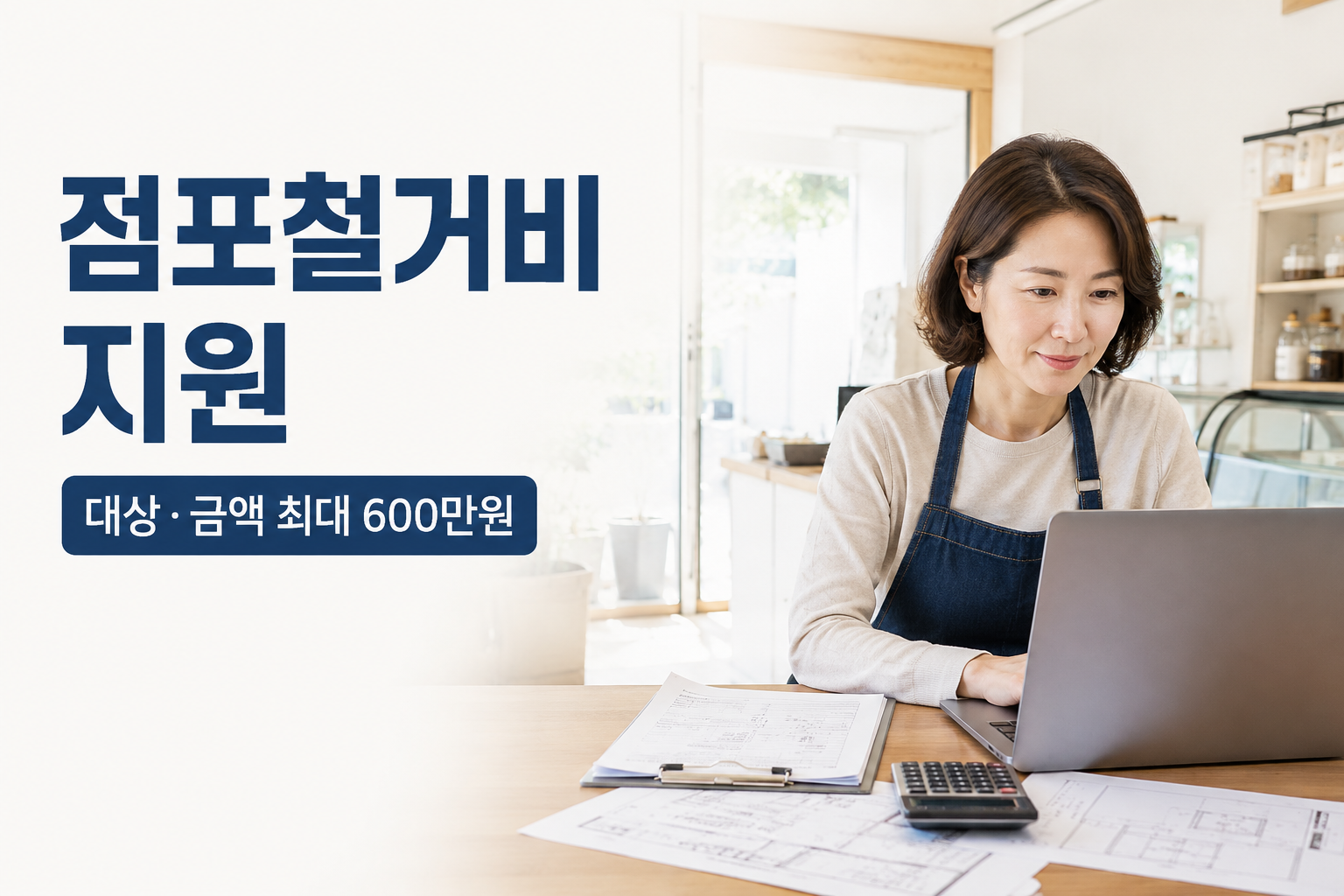 폐업 소상공인 점포철거비 지원 대상과 금액을 확인하는 한국인 자영업자