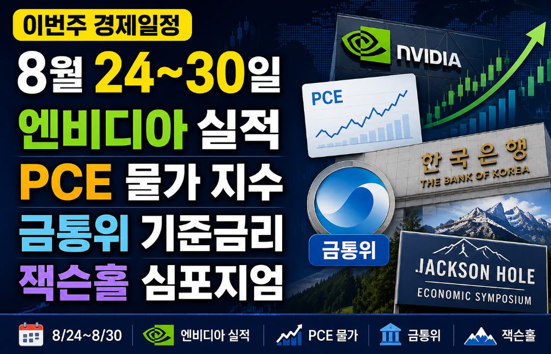 이번주 경제일정 8월 24~30일|엔비디아 실적·PCE·금통위·잭슨홀