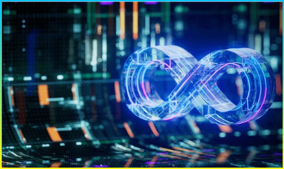 DevOps 소프트웨어 개발 작업 인피니티 기호. 아이소메트릭 설계에서의 웹 개발 개념. 인터넷 앱, 온라인 웹사이트 서비스 3d 일러스트레이션의 개발