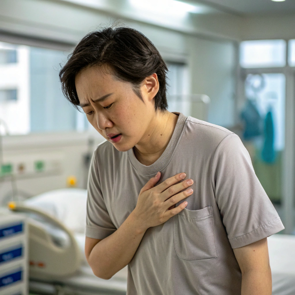 가슴이 답답하거나 숨이 가빠하는 이미지