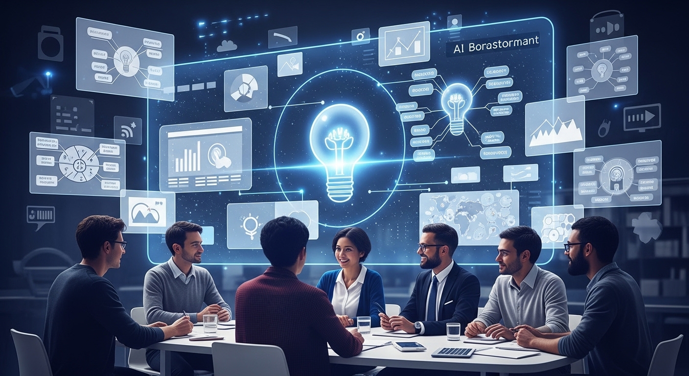 AI가 아이디어를 제안하며 브레인스토밍을 돕는 모습