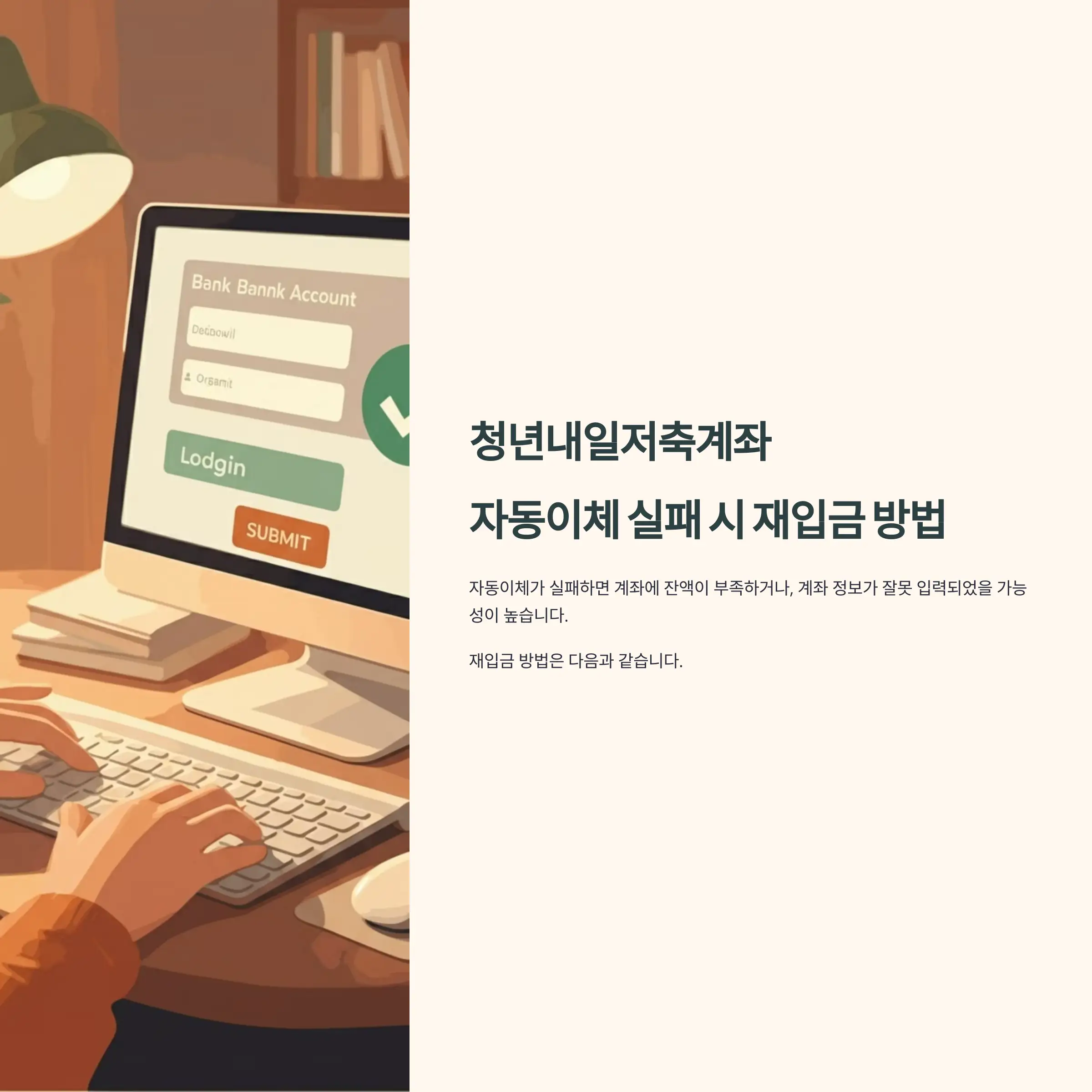 청년내일저축계좌 자동이체 실패 시 재입금 방법