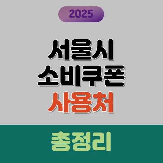 2025년 서울 소비쿠폰 사용처 총정리