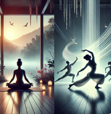 하타요가 vs. 빈야사요가 비교 이미지