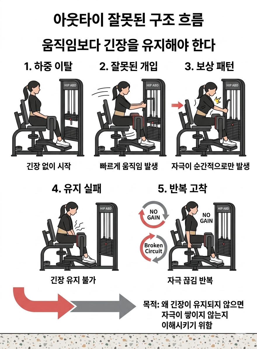 아웃타이 잘못된 구조 흐름