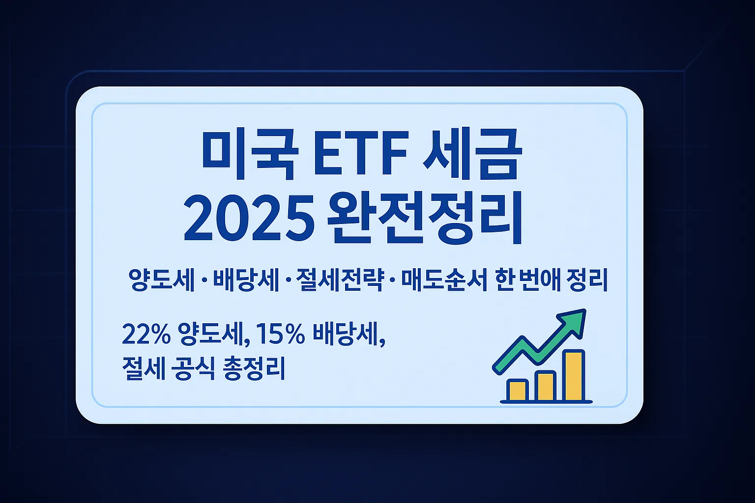 미국 ETF 세금 2025 완전정리, 해외주식 양도세 22%&middot;배당세 15%&middot;절세전략&middot;매도순서까지 최신 기준으로 정리한 미국 ETF 세금 가이드 썸네일