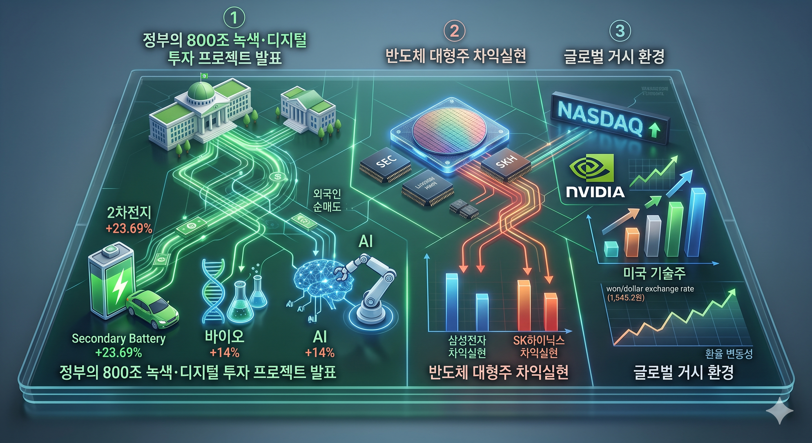 미래 혁신 산업 투자 및 첨단 인프라 테크놀로지 개념도
