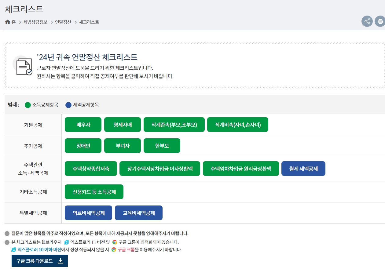 연말정산 체크리스트