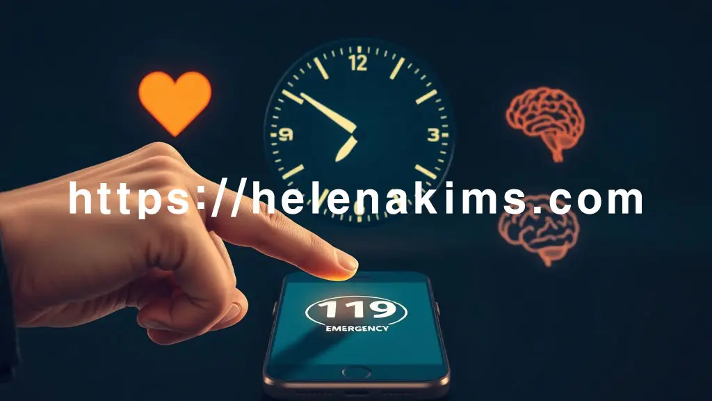 떨리는 손이 스마트폰의 '119' 버튼을 누르기 직전의 모습.