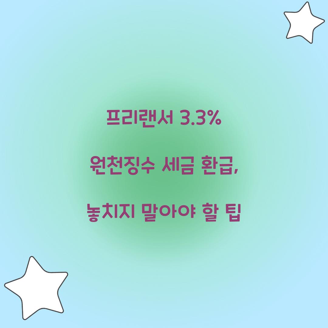 프리랜서 3.3% 원천징수 세금 환급
