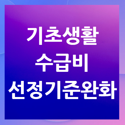 기초생활수급비-선정기준완화