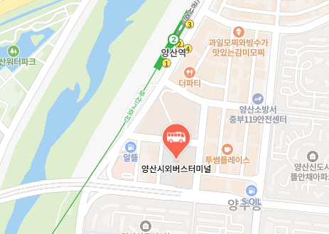 양산버스터미널 위치-지도
