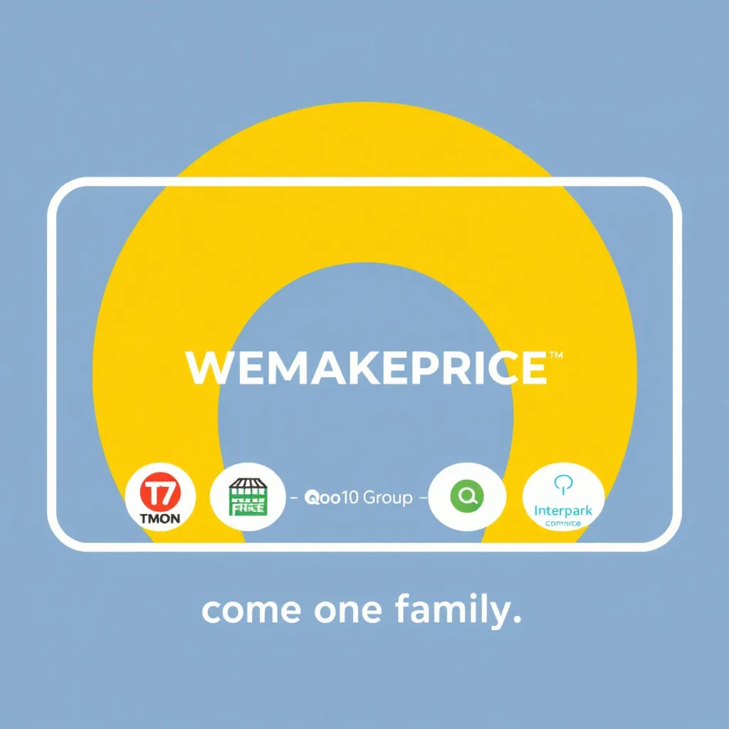 위메프 로고가 큐텐그룹의 큰 틀 안에 포함되어 안정감과 새로운 시작을 암시하는 구도를 만듭니다. 큐텐그룹의 상징적인 색상이나 로고 요소를 활용하여 '한 식구'가 되었음을 강조하고, 그룹 내에서 티몬, 인터파크커머스와 함께 시너지를 낼 것이라는 기대감을 표현합니다.