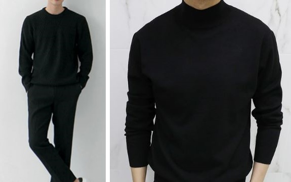 검은 니트-슬랙스 코디