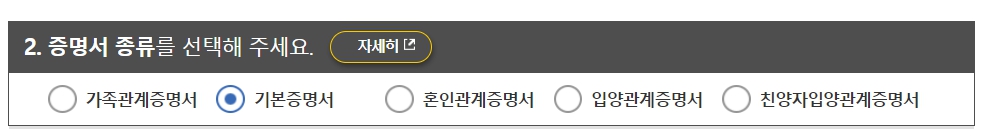 기본증명서 인터넷발급 상세증명서 발급비용