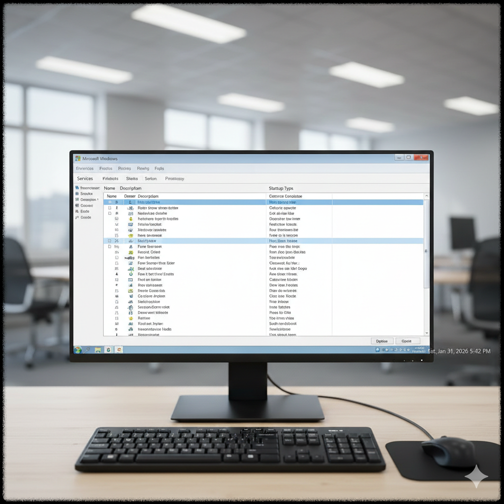 Windows 서비스 관리에서 Print Spooler를 재시작하는 모습