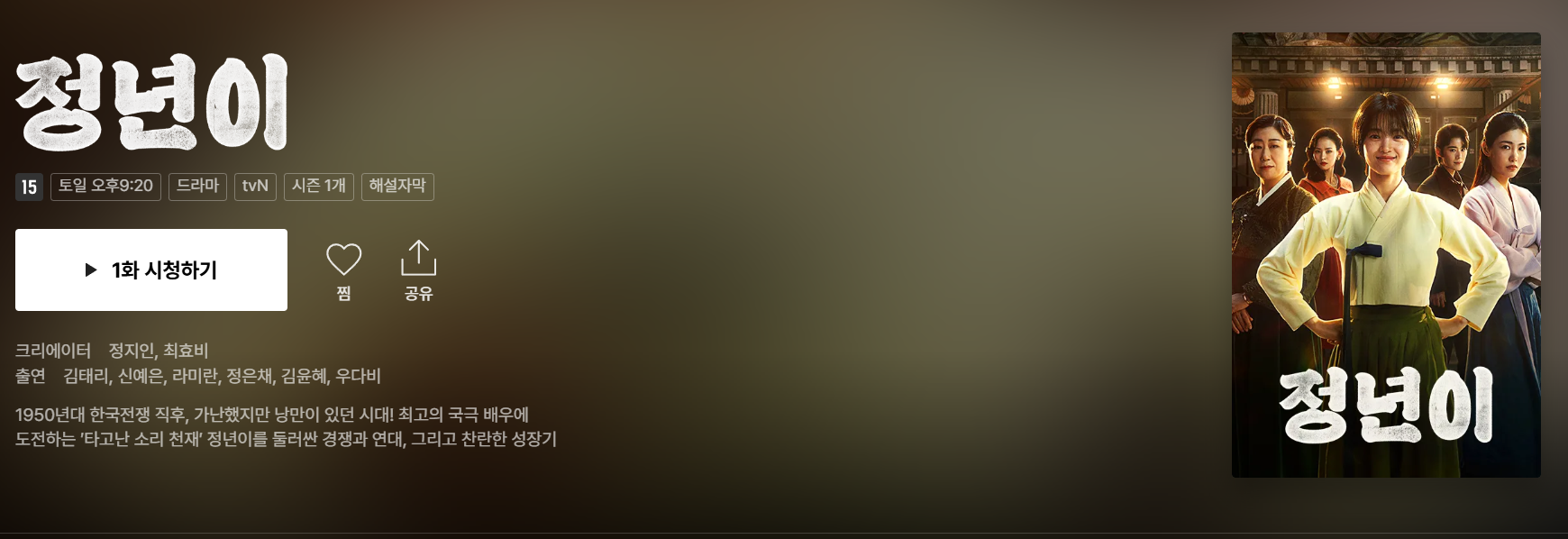 드라마 정년이 출연진, 등장인물, 재방송