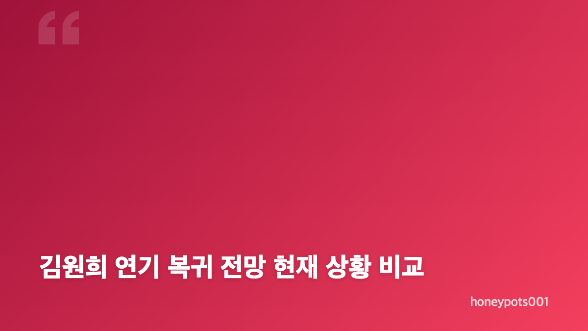 김원희 15년 만 연기 복귀 전망과 차기작 가능성