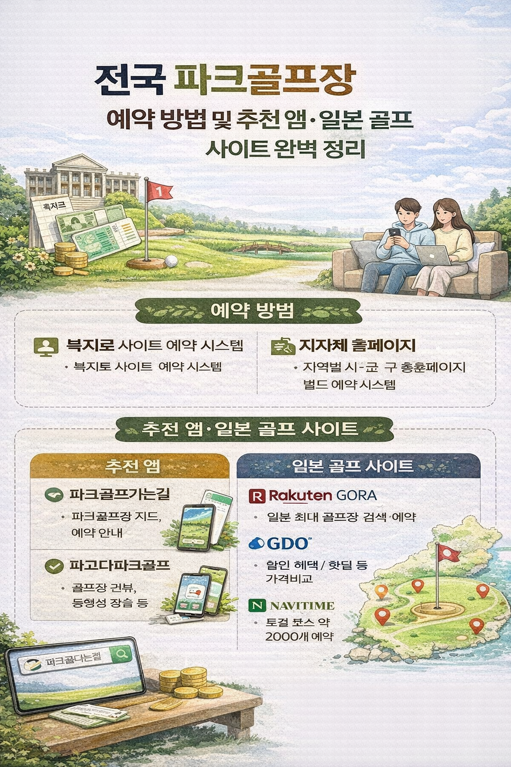 전국 파크골프장 예약 방법 및 추천 앱&middot;일본 골프 사이트 완벽 정리