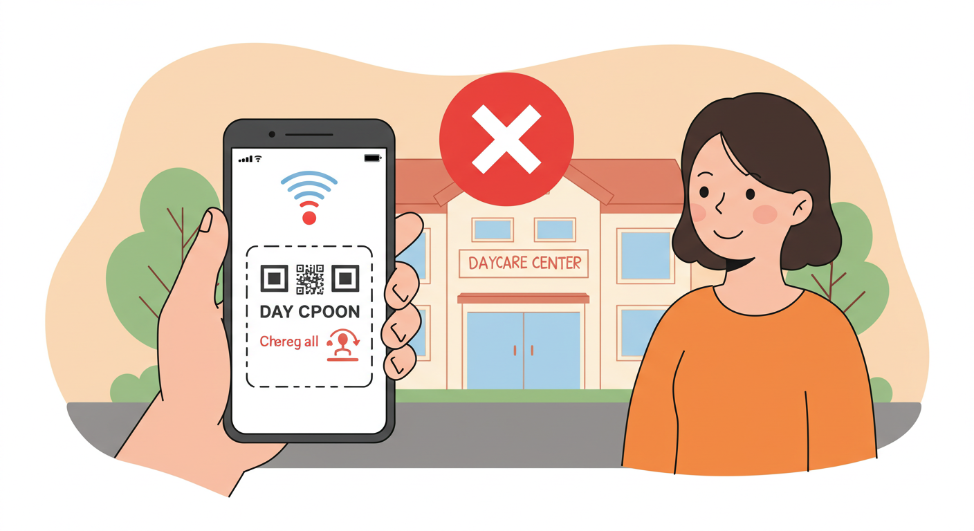 어린이집 앞에서 소비쿠폰 사용 가능 여부를 확인하는 모습