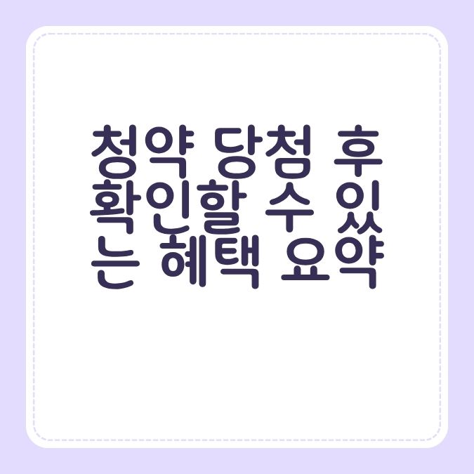 청약 당첨 후 확인할 수 있는 혜택 요약
