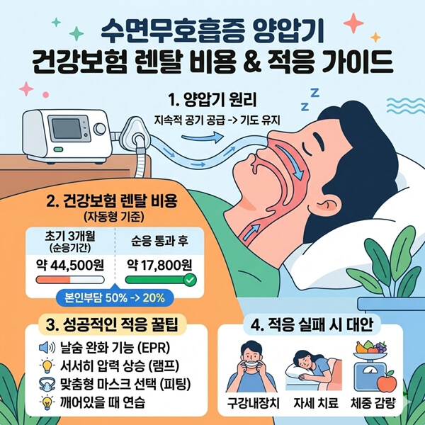 수면무호흡증 양압기 건강보험 렌탈 비용 &amp; 적응 가이드