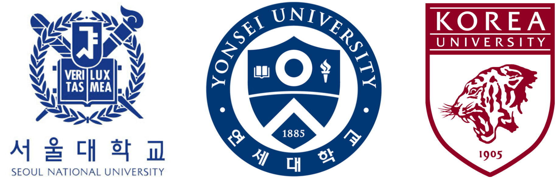 서울대, 연세대, 고려대 로고