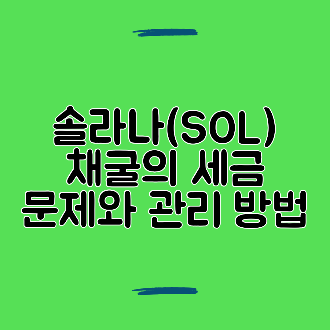 솔라나(SOL) 채굴의 세금 문제와 관리 방법