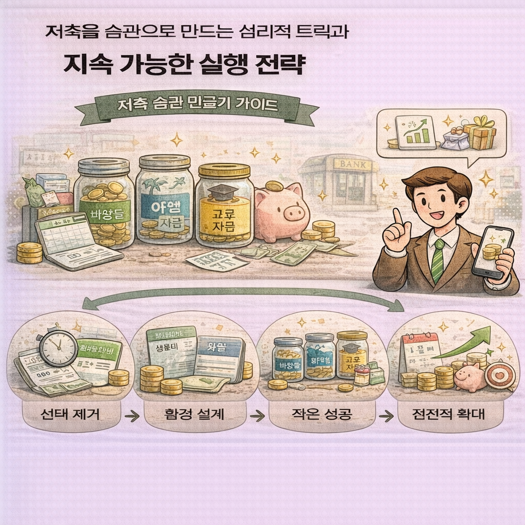 저축 습관 개발을 위한 심리적 전략 인포그래픽