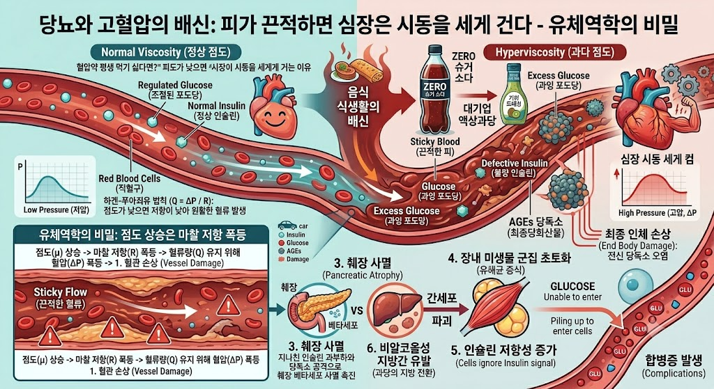 당뇨와 고혈압의 배신: 피가 끈적하면 심장은 시동을 더 세게 건다.