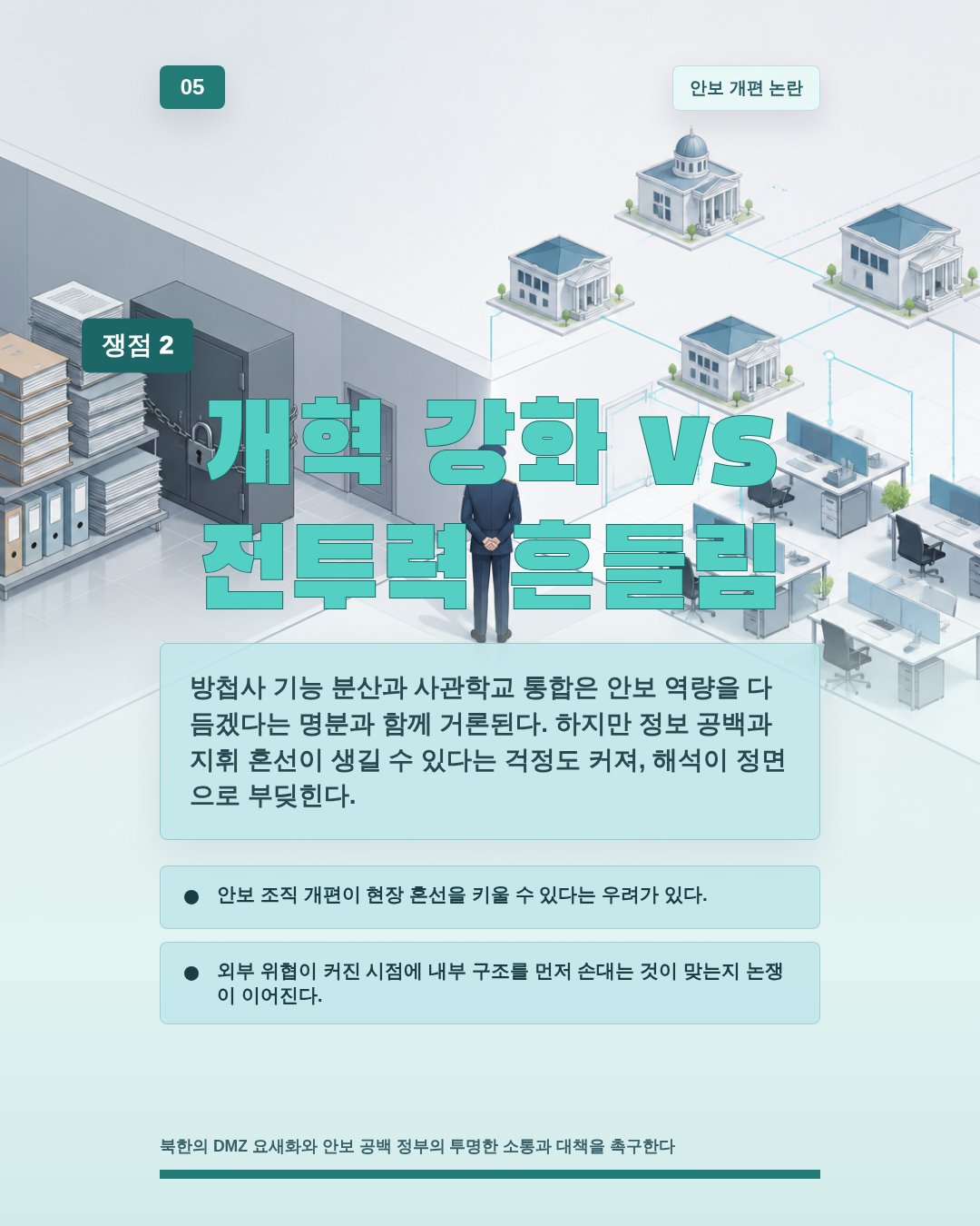 개혁 강화 vs 전투력 흔들림