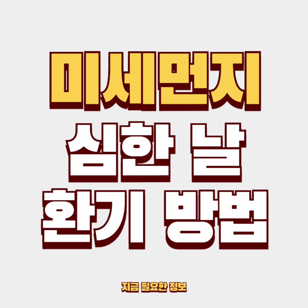 미세먼지 심한 날 환기 방법 지금 바로 확인하기