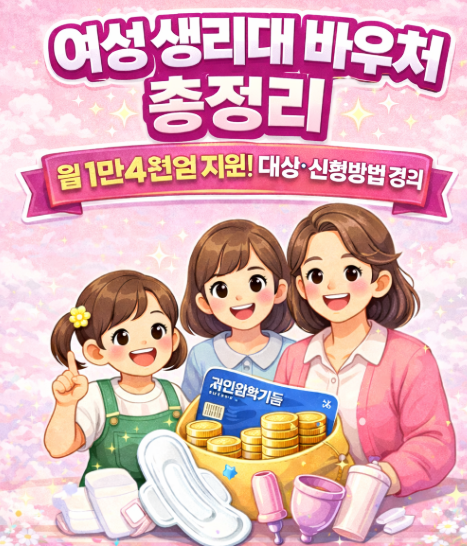 여성 생리대 바우처! 지원금! 지원사업! 총정리