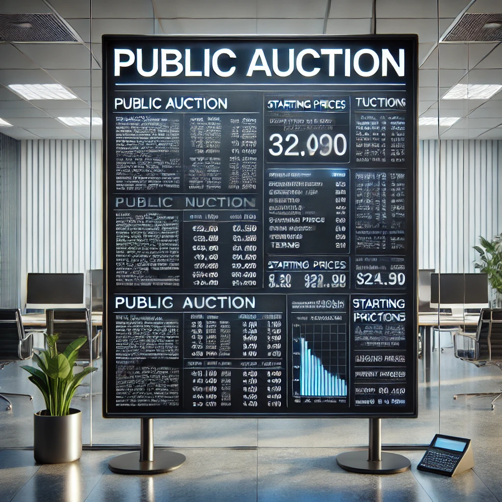 사무실에 게시된 경매 공고 게시판