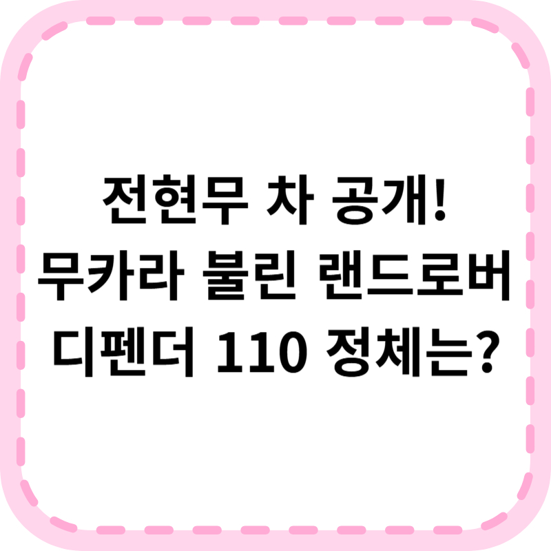 전현무 차 도대체 뭐길래? 랜드로버 디펜더 110 상세정보 (일명 무카)