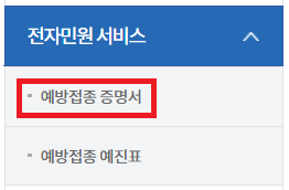 자녀 예방접종 확인 및 증명서 발급