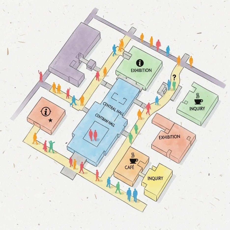 전시회장 내부의 효율적인 동선을 보여주는 지도