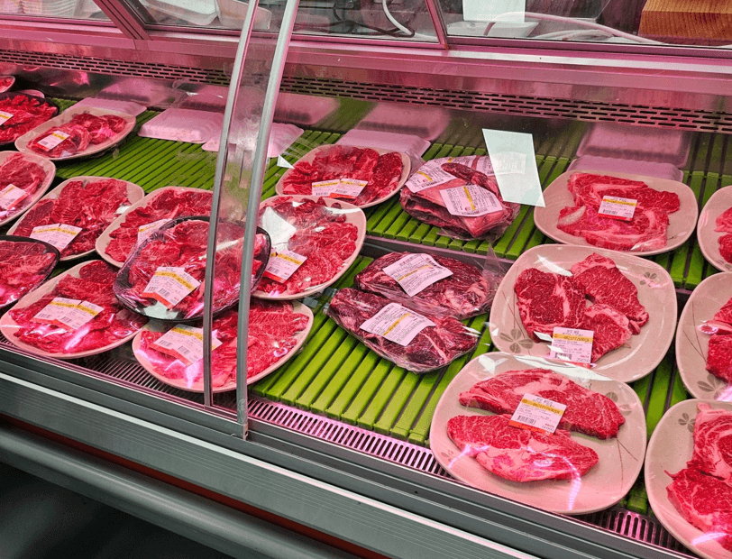 승리정육식당 고기판매대