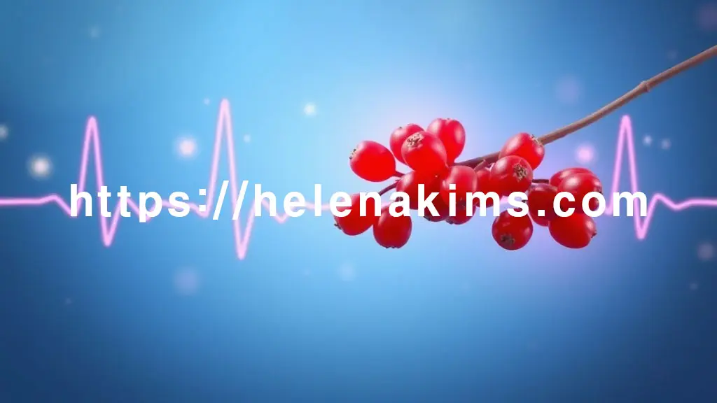 빛나는 신선한 오미자 열매를 중심으로, 그 주변에 안정된 혈당 곡선이 지나가는 이미지.