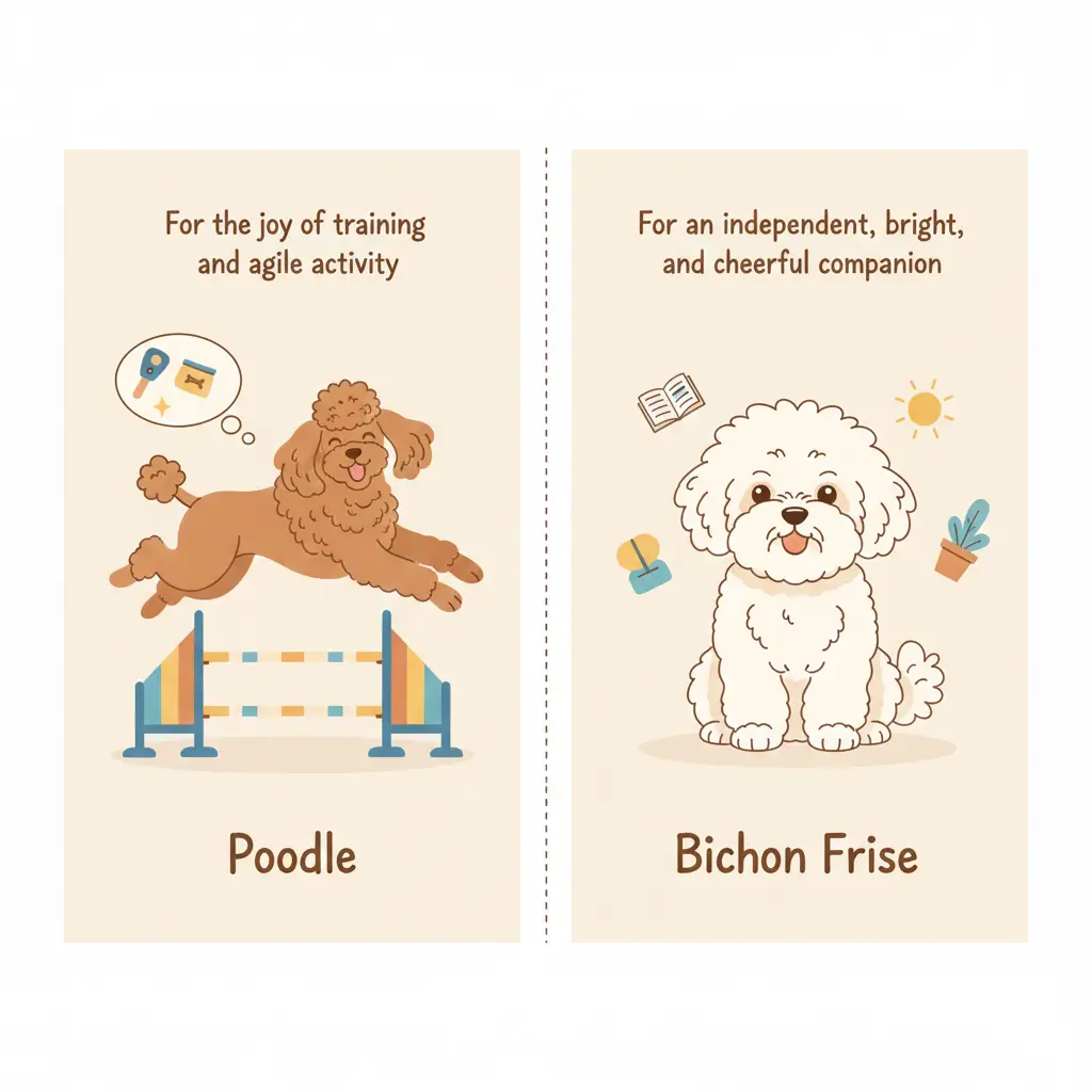 훈련의 즐거움과 민첩한 활동을 원한다면 푸들,독립적이면서도 밝고 쾌활한 동반자를 원한다면 비숑 프리제