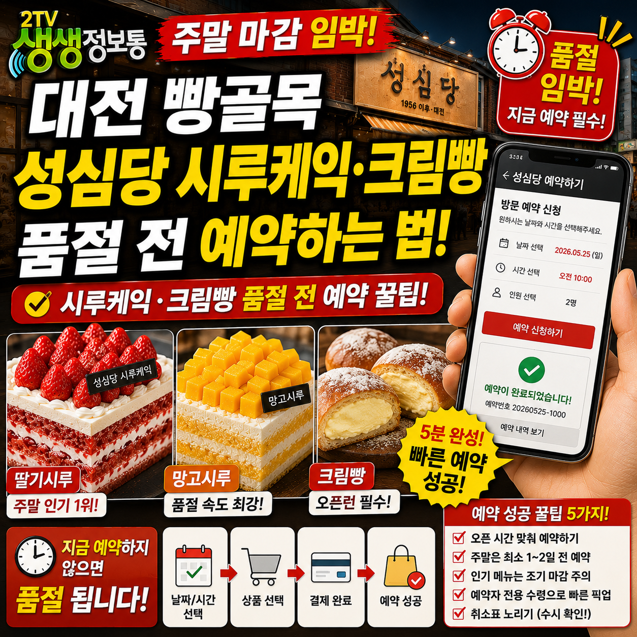 생생정보통 대전 빵골목 주말 마감 임박! 성심당 시루케익&middot;크림빵 품절 전 예약하는 법