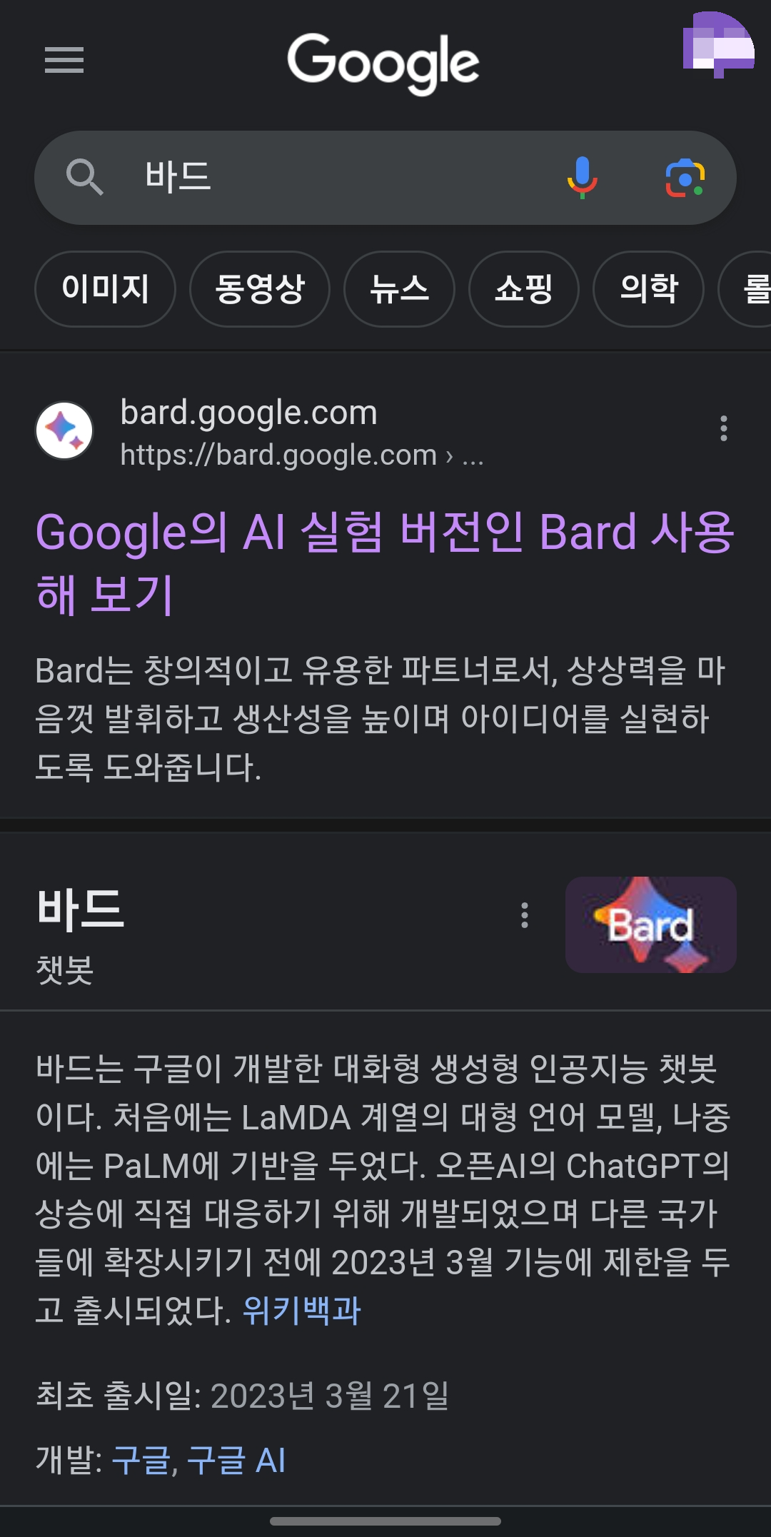 구글 바드 검색