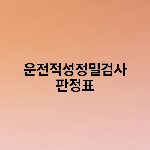 운전적성정밀검사 판정표