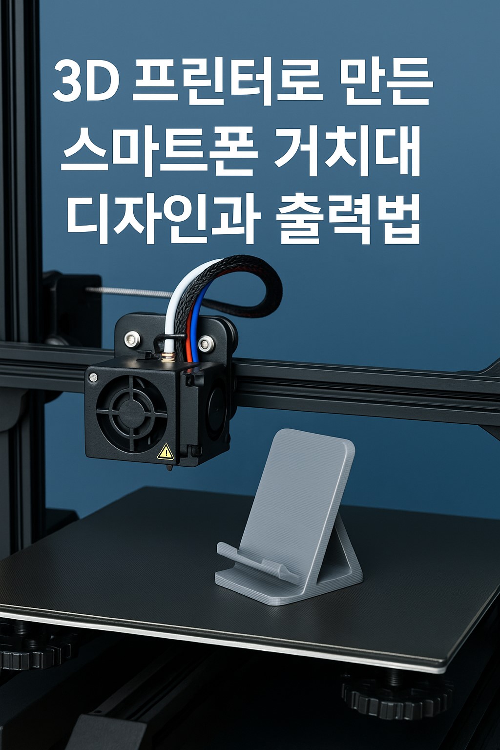 3D 프린터로 출력 중인 스마트폰 거치대