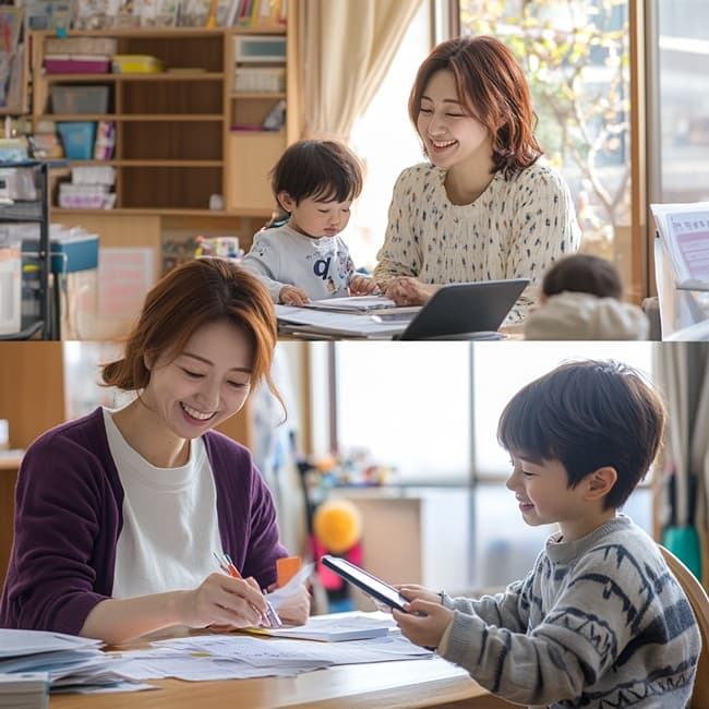 아이들을 돌보는 전문 아이돌보미의 모습