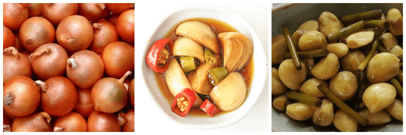 양파, 양파 장아찌, 마늘 장아찌 사진