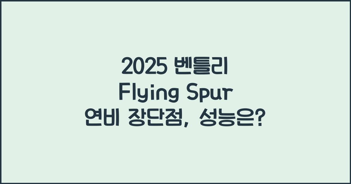 2025 벤틀리 Flying Spur 연비 장단점