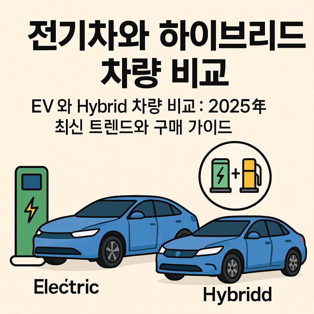 전기차, 하이브리드차량 비교 사진